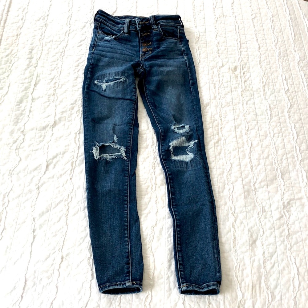 American Eagle AE destroyed high-rise jegging. Sz 0 Regular